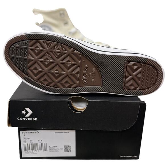 Converse Chuck Taylor All Star Hi Kids Youth 3 Cream Floral High-Top Sneakers - Picture 7 of 7